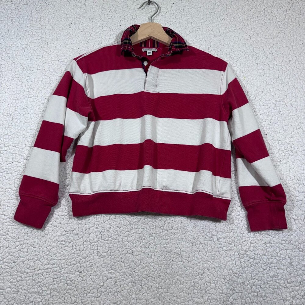 Crewcuts Kids Varsity Rugby Sweatshirt Top Boys Size M (8-9) Striped Red White